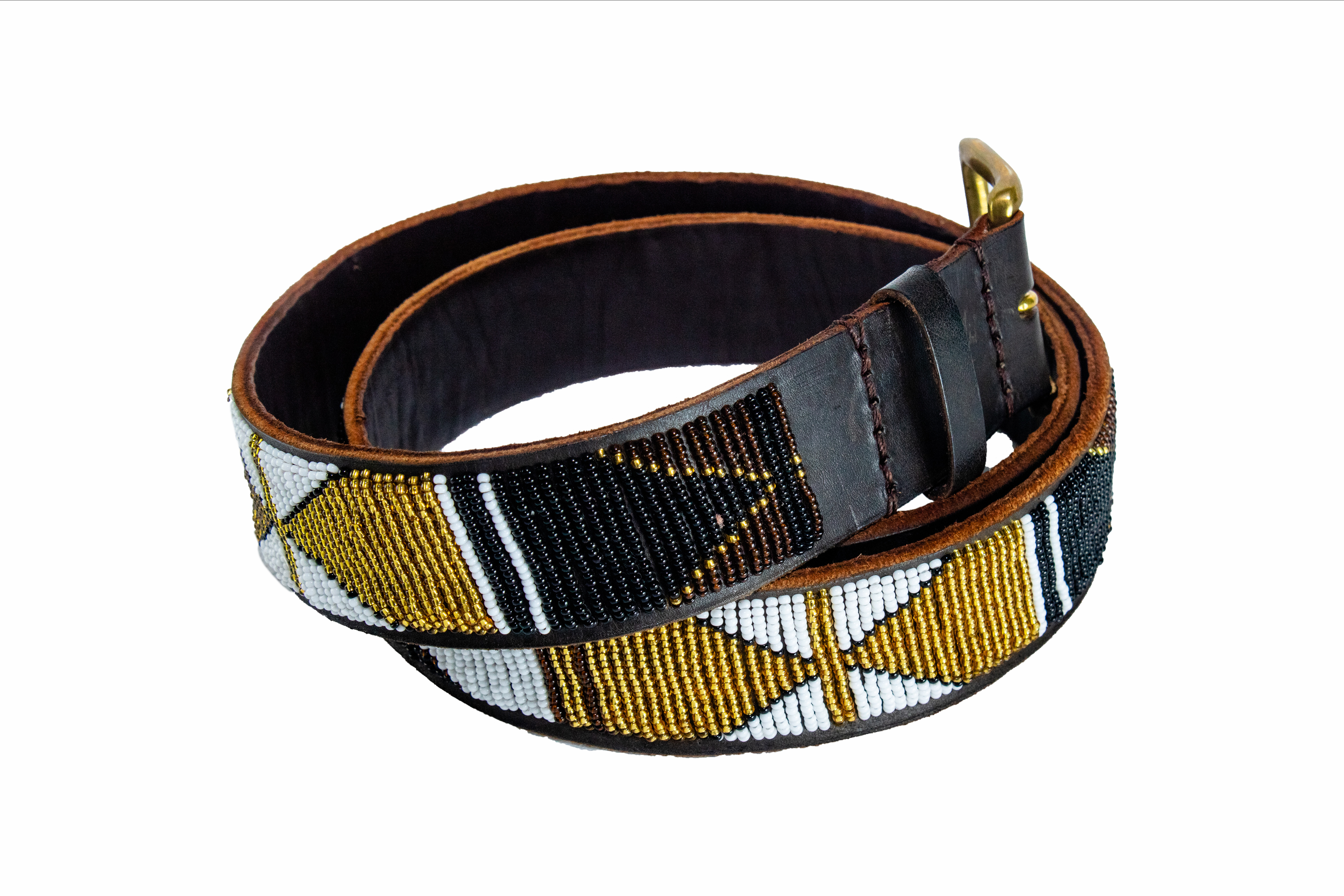 Artisan Elegance Beaded Leather Belt